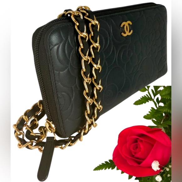 Chanel Logo CC Classic Long Leather Zip Wallet Authentication card, Box & chain. - Picture 17 of 17